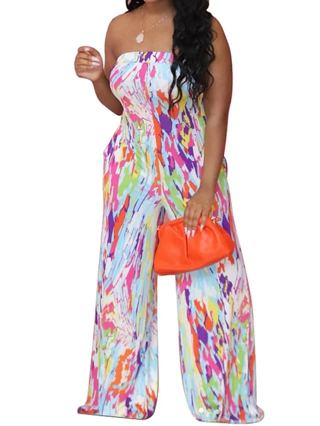 Women's Jumpsuit Backless Print Tie Dye Strapless Elegant Party Regular Fit Sleeveless Green S M L Spring
Women's Jumpsuit Backless Print Tie Dye Strapless Elegant Party Regular Fit Sleeveless Green S M L Spring