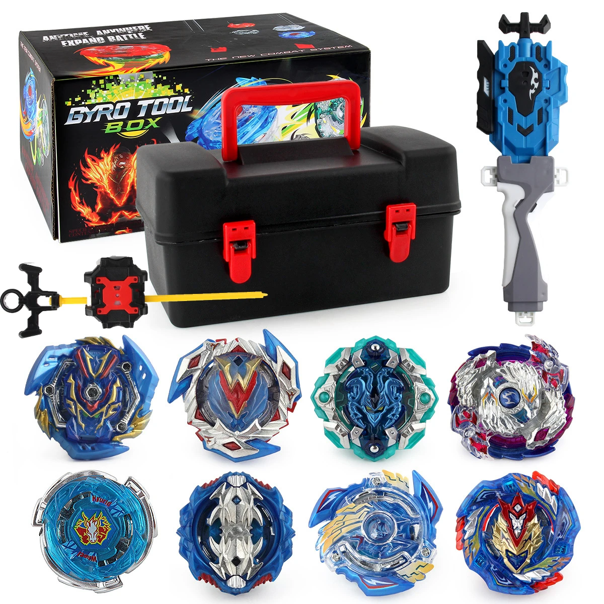 

Toupie Beyblades Burst Set Metal Fusion Top Spinning 8 Pcs Gyros with Tool Box and Launcher Handlebar Toys for Children