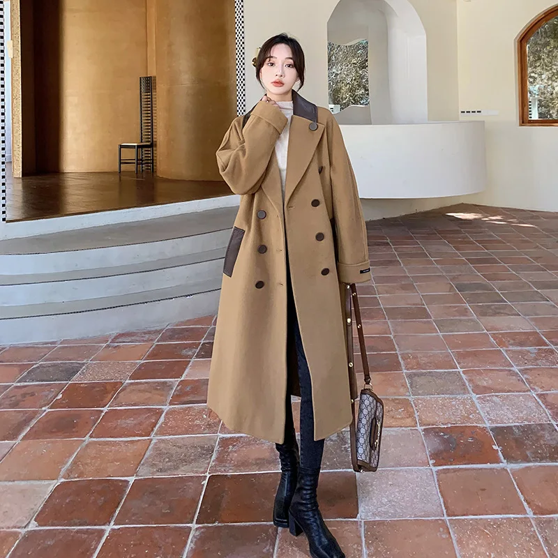 Women's Woolen Coat Autumn and Winter Super Long Jacket To The Ankle Thickening High-quality Double-breasted Stitching Cloak
Women's Woolen Coat Autumn and Winter Super Long Jacket To The Ankle Thickening High-quality Double-breasted Stitching Cloak
