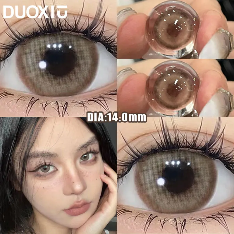 

Duoxiu 2 шт. корейские цветные контактные линзы коричневые натуральные линзы при близорукости степень-0,00 ~ -8.00 красота ученический макияж серый глаз Бесплатная доставка