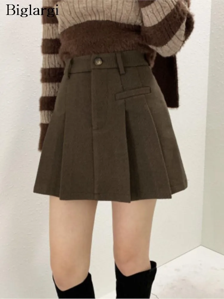 Woolen Autumn Winter Mini Skirt Women A-Line Office Modis High Waist Ladies Skirt Ruffle Pleated Korean Vintage Woman Skirt 2023
Woolen Autumn Winter Mini Skirt Women A-Line Office Modis High Waist Ladies Skirt Ruffle Pleated Korean Vintage Woman Skirt 2023