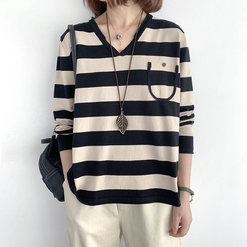 Striped Knitted Women Sweater Pullovers Autumn New V-Neck Buttom Loose Long-Sleeved Casual Female Pulls Outwear Tops
Striped Knitted Women Sweater Pullovers Autumn New V-Neck Buttom Loose Long-Sleeved Casual Female Pulls Outwear Tops