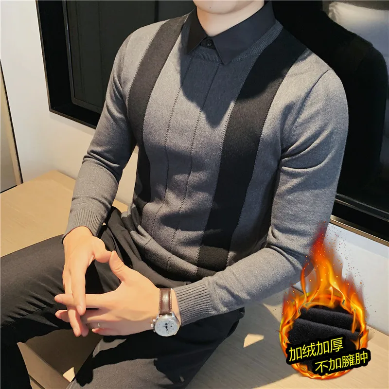 2021 Autumn Winter Thickened Men's Sweater Fake Two-piece Lapel Knitted Pullovers Casual All-match Business Social Knitted Tops
2021 Autumn Winter Thickened Men's Sweater Fake Two-piece Lapel Knitted Pullovers Casual All-match Business Social Knitted Tops