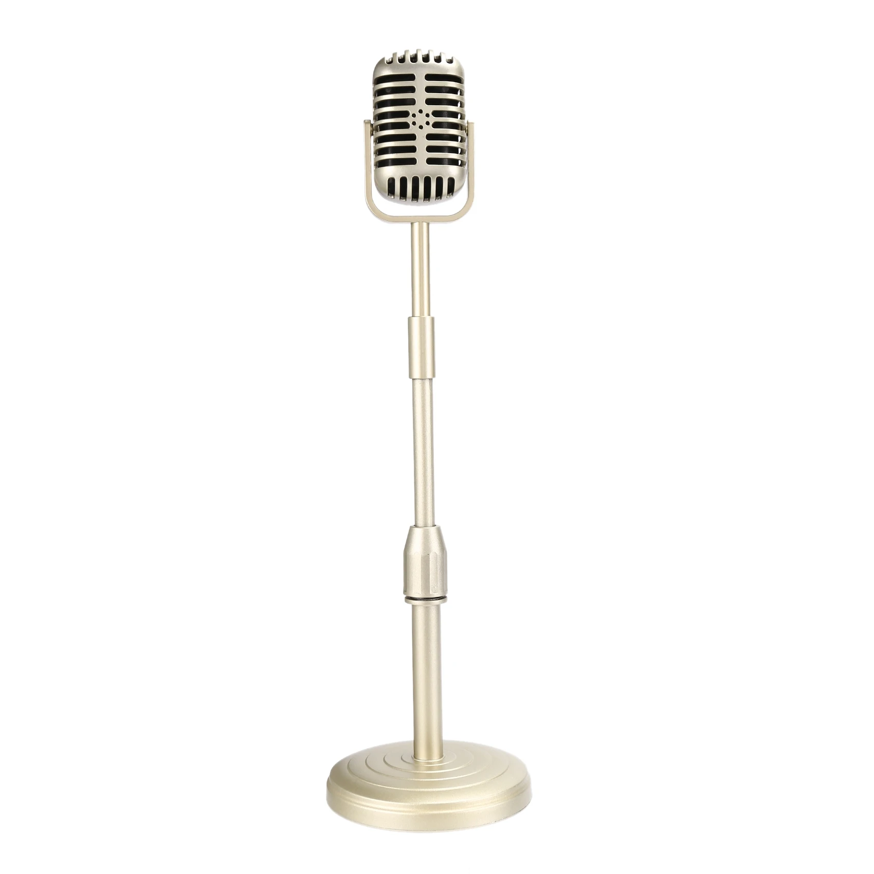 

Винтажный настольный микрофон, модель с регулируемой высотой, подставка для микрофона в классическом ретро стиле, подставка для микрофона, золотой