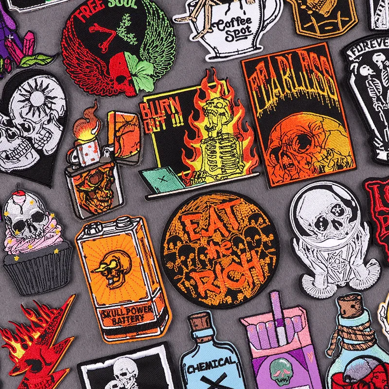 Punk Embroidered Patches Sewing On Jackets Jeans Skeleton Patch On Clothing Thermoadhesive Patch For Clothes DIY Fusible Sticker
Punk Embroidered Patches Sewing On Jackets Jeans Skeleton Patch On Clothing Thermoadhesive Patch For Clothes DIY Fusible Sticker