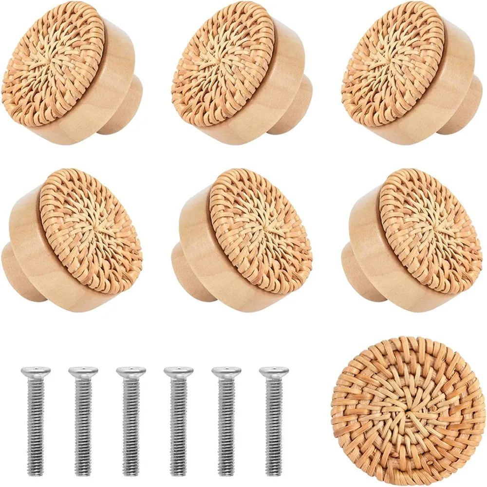 6PCS Rattan Dresser Knobs Round Wooden Drawer Knobs Handmade Wicker Woven And Screws For Boho Furniture Knobs
6PCS Rattan Dresser Knobs Round Wooden Drawer Knobs Handmade Wicker Woven And Screws For Boho Furniture Knobs
