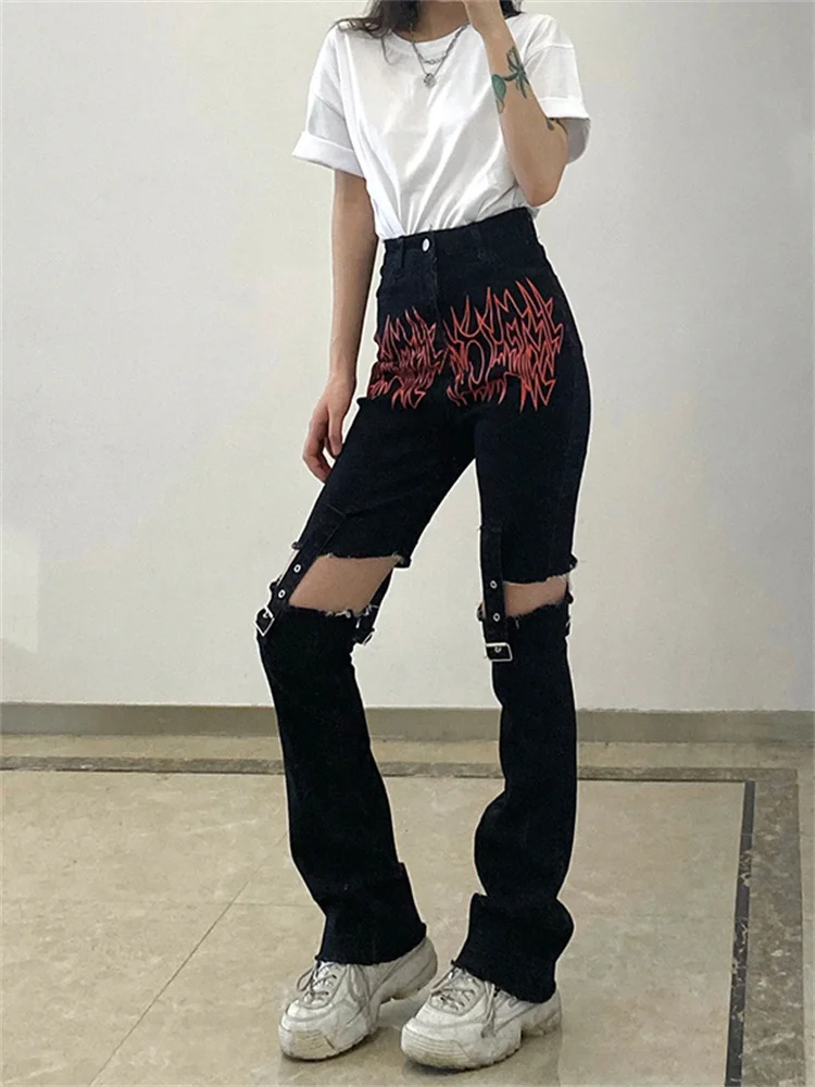 2022 Summer New Flame Print Cut Jeans High Waist Casual Loose Contrast Color Personalized Trousers Women Woman Clothes Jean Y2k
2022 Summer New Flame Print Cut Jeans High Waist Casual Loose Contrast Color Personalized Trousers Women Woman Clothes Jean Y2k