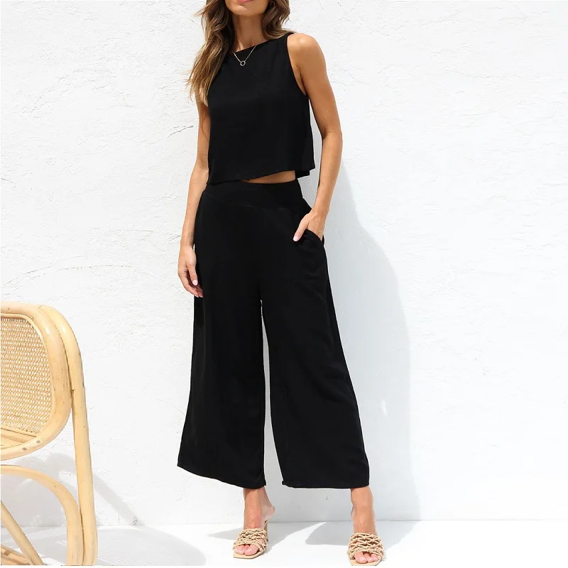 YEMOGGY Women's 2-Piece Sets Summer Women Pant Suit 2023 New Sleeveless Buckle Up Tank Tops+Double Pocket Wide Leg Trouser Set
YEMOGGY Women's 2-Piece Sets Summer Women Pant Suit 2023 New Sleeveless Buckle Up Tank Tops+Double Pocket Wide Leg Trouser Set