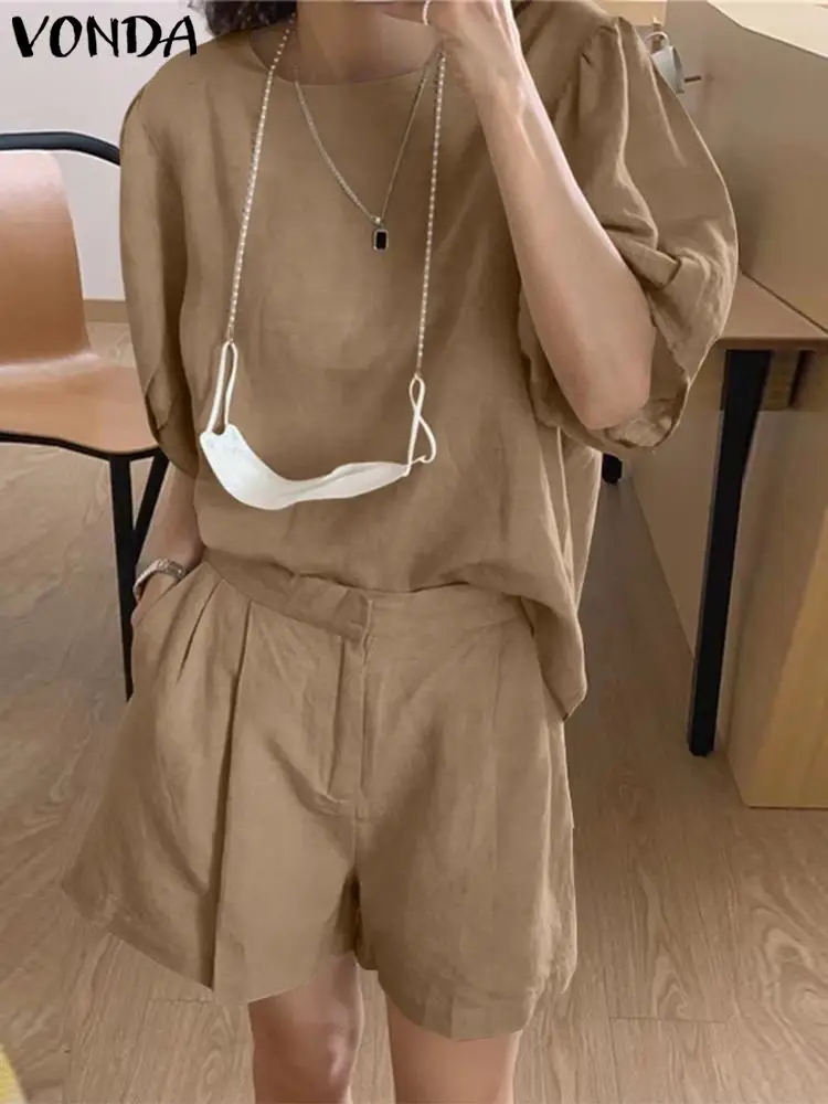 Women Short Sets Half Sleeve Blouse Tops And Elastic Waist Short Pants VONDA 2022 Female Shorts Suits Ropa De Mujer
Women Short Sets Half Sleeve Blouse Tops And Elastic Waist Short Pants VONDA 2022 Female Shorts Suits Ropa De Mujer