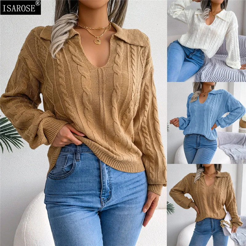 ISAROSE Women Casual Knit Tops Stretch Lantern Sleeve Solid Color V Neck Twist Pullover Loose Sweater for Autumn Winter S M L
ISAROSE Women Casual Knit Tops Stretch Lantern Sleeve Solid Color V Neck Twist Pullover Loose Sweater for Autumn Winter S M L