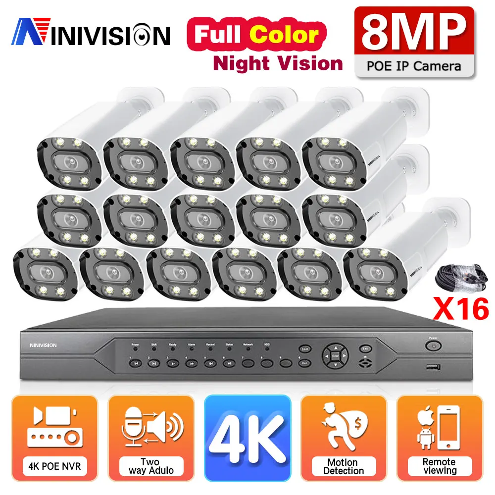 H.265 16CH 4K Two-Way Audio Record Security Camera System 4K CCTV POE NVR Kit 8MP Color Night Video Surveillance IP Camera Set
H.265 16CH 4K Two-Way Audio Record Security Camera System 4K CCTV POE NVR Kit 8MP Color Night Video Surveillance IP Camera Set