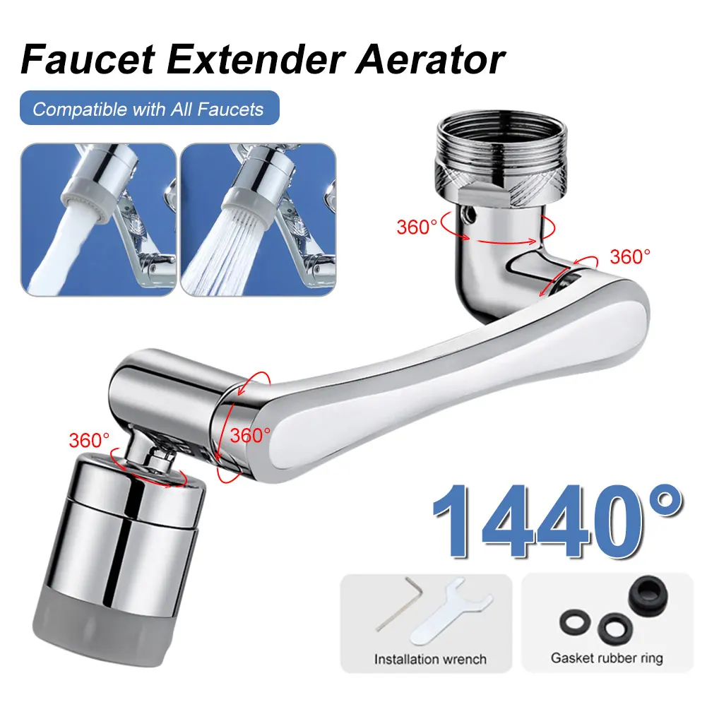 New 1440° Universal Rotation Faucet Sprayer Head For Extension Faucets Aerator Bubbler Nozzle Kitchen Tap Washbasin Robot Arm
New 1440° Universal Rotation Faucet Sprayer Head For Extension Faucets Aerator Bubbler Nozzle Kitchen Tap Washbasin Robot Arm