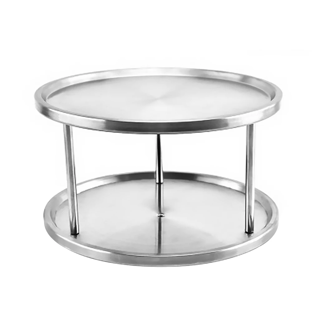 2-Tier Storage Rack 360 Degree Rotatable Spice Tray Stainless Steel Kitchen Spice Round Stand Holder Rack Strong Storage Tray
2-Tier Storage Rack 360 Degree Rotatable Spice Tray Stainless Steel Kitchen Spice Round Stand Holder Rack Strong Storage Tray