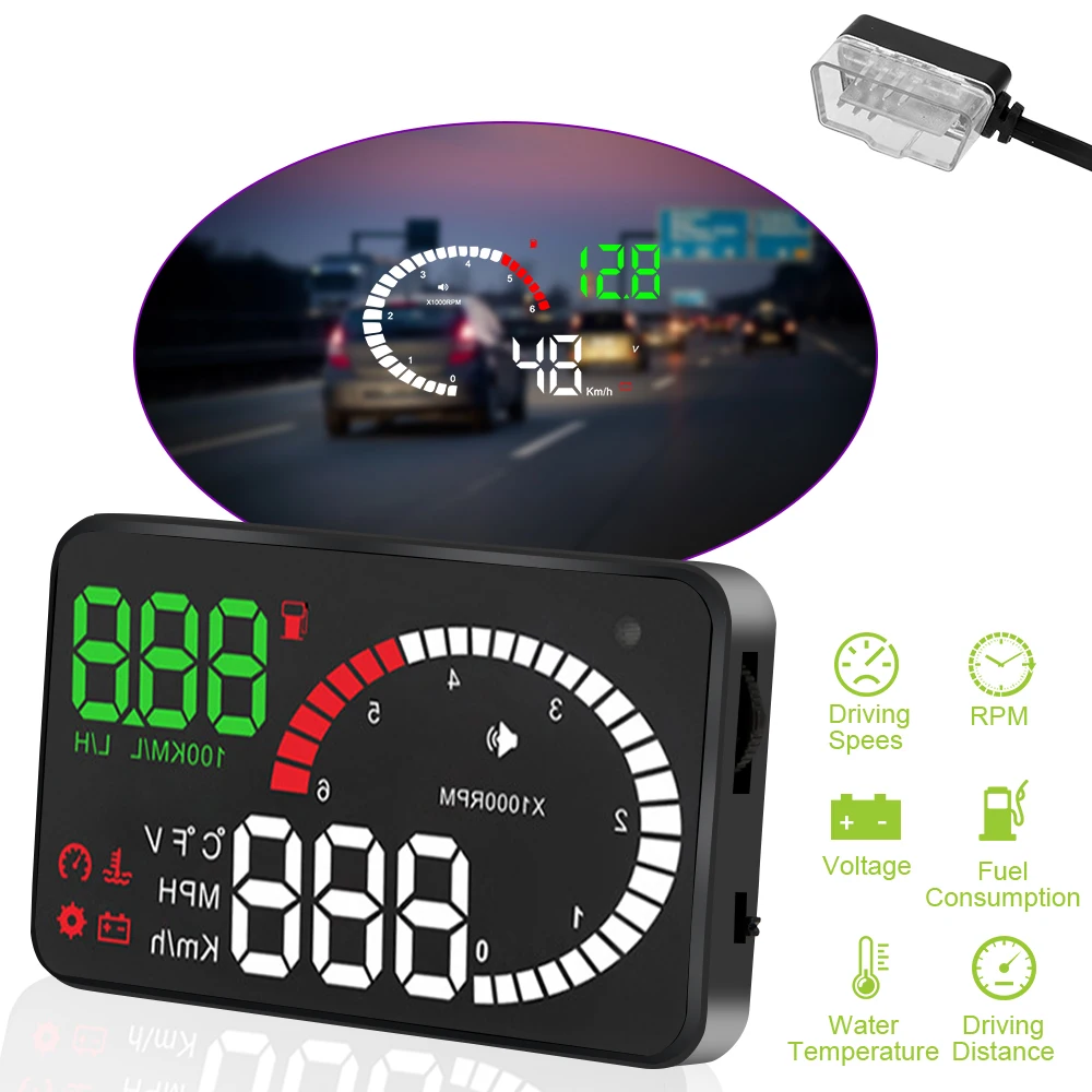 OBD2 HUD Car Head Up Display Data Diagnostic Tool LED Windshield Projector 4" X6 Speed Fuel Warning 5.5" A8 Voltage Alarm
OBD2 HUD Car Head Up Display Data Diagnostic Tool LED Windshield Projector 4" X6 Speed Fuel Warning 5.5" A8 Voltage Alarm