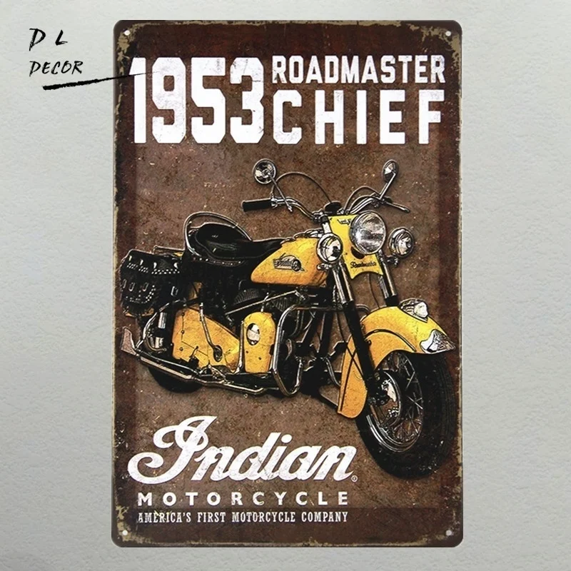 1953 INDIAN MOTOR TIN SIGN Retro Wall ART Metal Home Bar Decoration Mix order 20*30 CM. 
1953 INDIAN MOTOR TIN SIGN Retro Wall ART Metal Home Bar Decoration Mix order 20*30 CM.