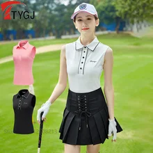 TTYGJ Summer Golf Woman’s Clothes Sleeveless Dry Fit Golf Polo T-shirts Female Sports Tank Tops Breathable Slim Vest S-XL