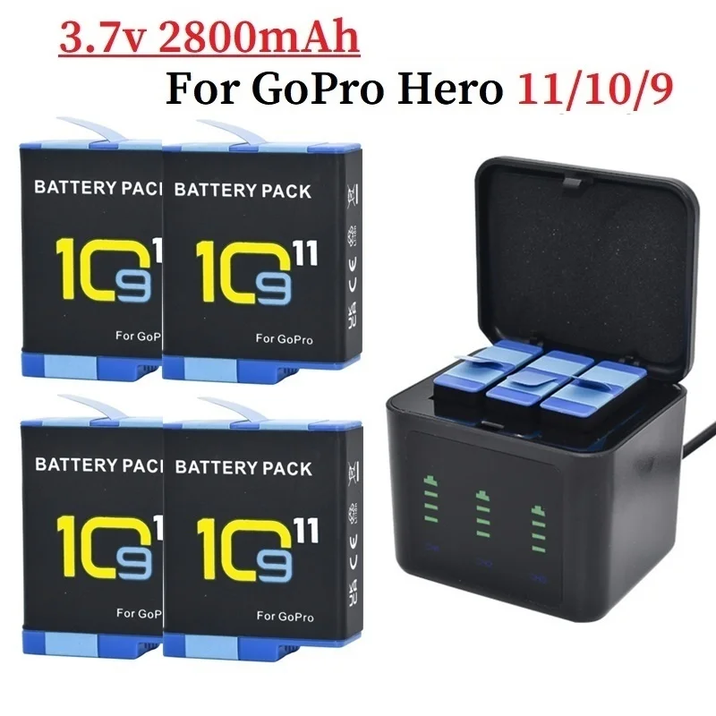 2800mAh for GoPro Hero 11 10 9 Three-Ways LED Light Battery Charger Battery Storage For GoPro 11 10 9 Accessories
2800mAh for GoPro Hero 11 10 9 Three-Ways LED Light Battery Charger Battery Storage For GoPro 11 10 9 Accessories