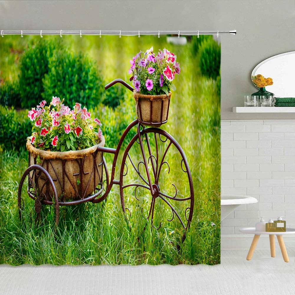Garden Floral Landscape Shower Curtains Colorful Flower Green Plants Retro Bicycle Spring Scenery Bathroom Decor Hooks Curtain
Garden Floral Landscape Shower Curtains Colorful Flower Green Plants Retro Bicycle Spring Scenery Bathroom Decor Hooks Curtain