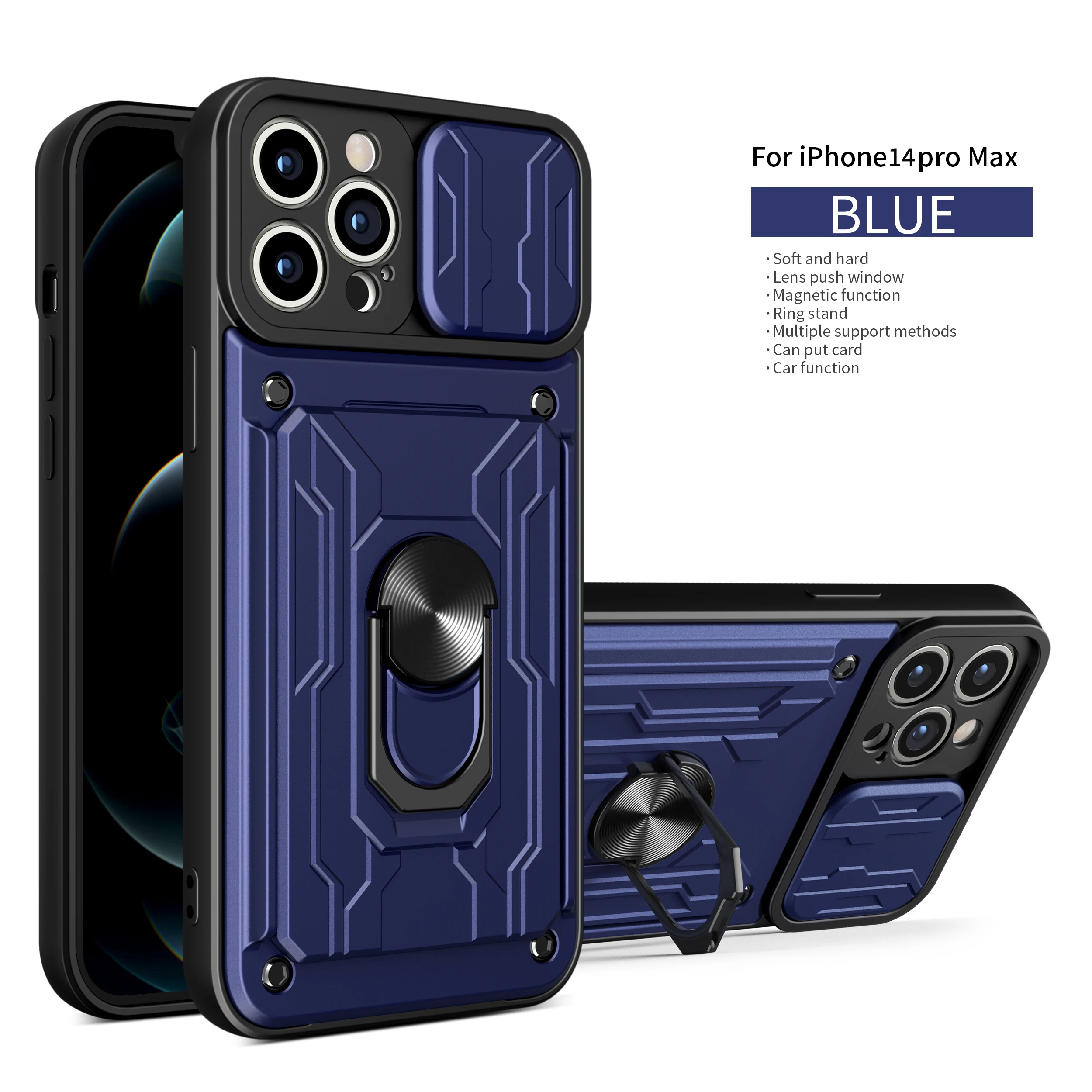 Armor Shockproof Phone Case for iPhone14 14Pro 14plus 14promax Push Window With Card Slot Ring Stand Anti-fall Cover
Armor Shockproof Phone Case for iPhone14 14Pro 14plus 14promax Push Window With Card Slot Ring Stand Anti-fall Cover
