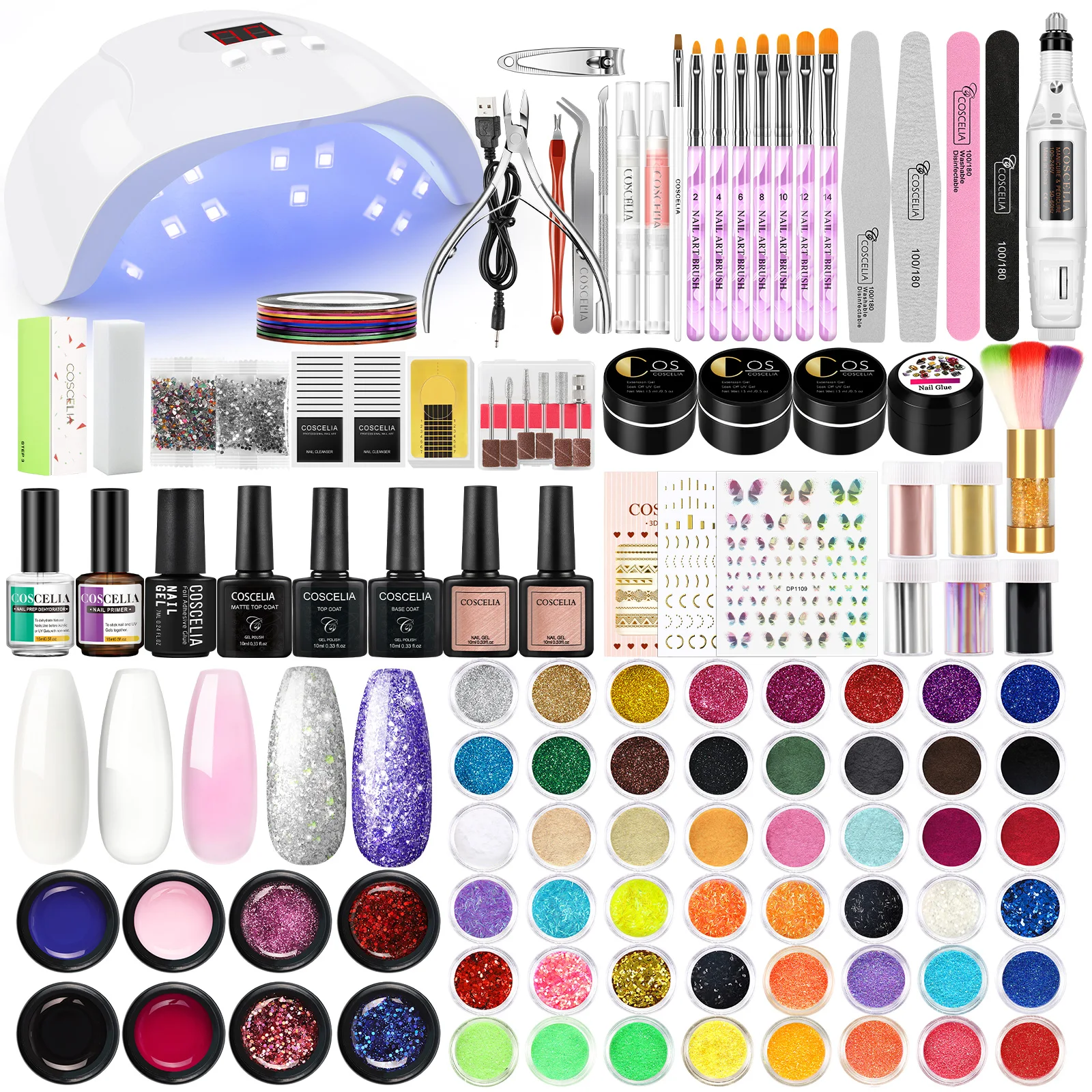 COSCELIA Gel Nail Kit Professional Set Manicure Set With Electric Nail Drill Soak Off All For Manicure Soak-off Nail Art Tools
COSCELIA Gel Nail Kit Professional Set Manicure Set With Electric Nail Drill Soak Off All For Manicure Soak-off Nail Art Tools