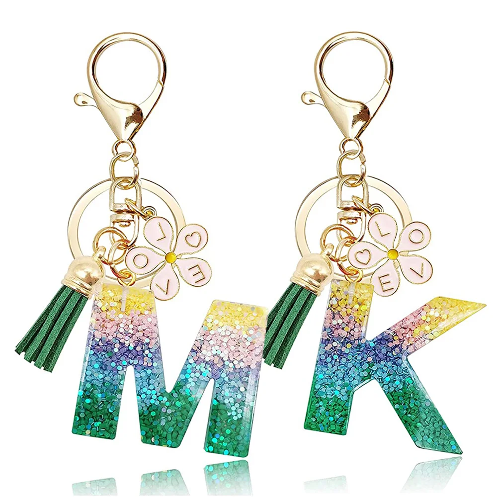 Colorful Sequins Filled 26 Letters Keychain With Pink Flower Women Girls Handbag Ornament Green Tassel Initial Alphabet Key Ring
Colorful Sequins Filled 26 Letters Keychain With Pink Flower Women Girls Handbag Ornament Green Tassel Initial Alphabet Key Ring