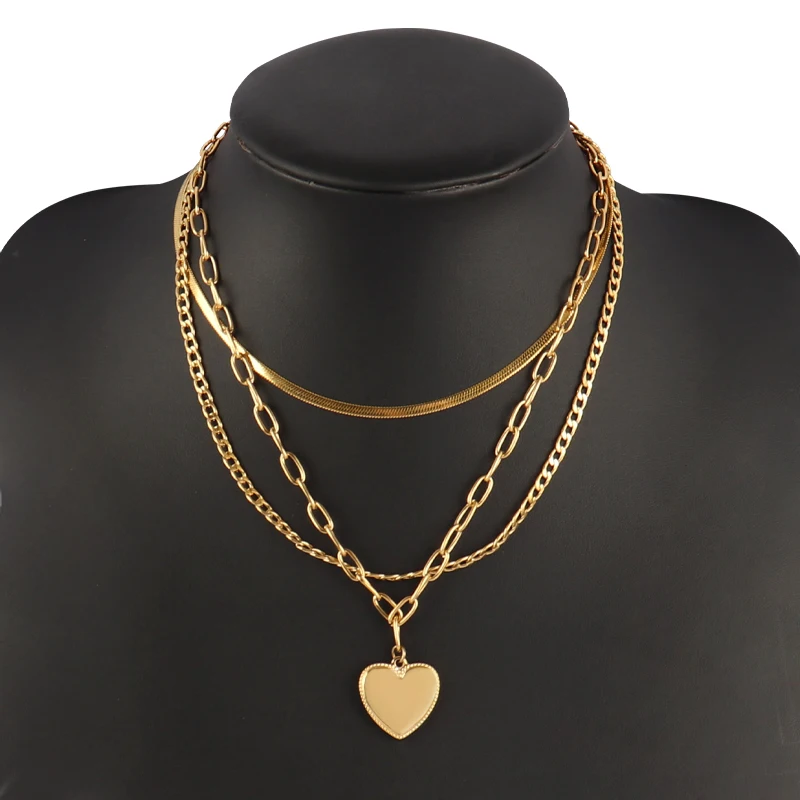 Punk Stainless Steel Necklace For Women Multilayer Necklace Heart Pendants Necklaces Geometric Snake Chain Jewelry 
Punk Stainless Steel Necklace For Women Multilayer Necklace Heart Pendants Necklaces Geometric Snake Chain Jewelry