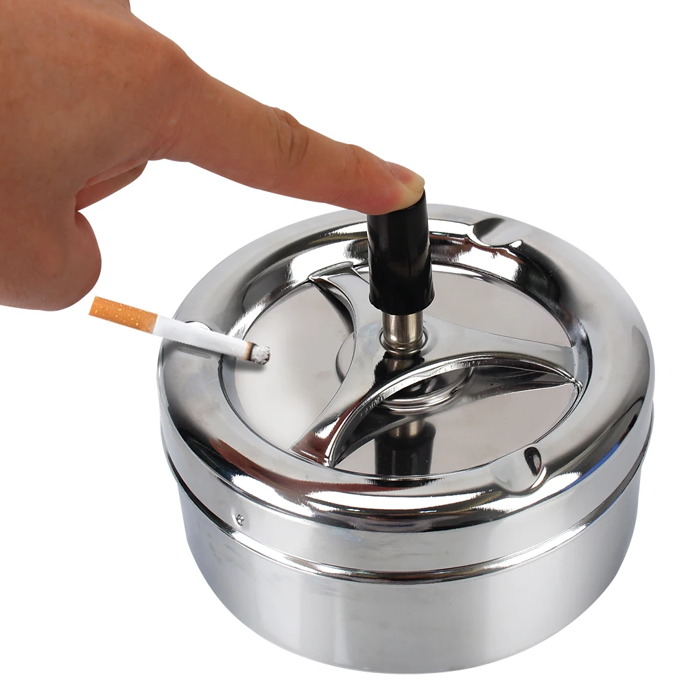 For Home Office Hotel Stainless Steel Press Rotating Lid Cigarette Ash Tray Cigarette Ashtray Spinning Plain Ashtray 
For Home Office Hotel Stainless Steel Press Rotating Lid Cigarette Ash Tray Cigarette Ashtray Spinning Plain Ashtray