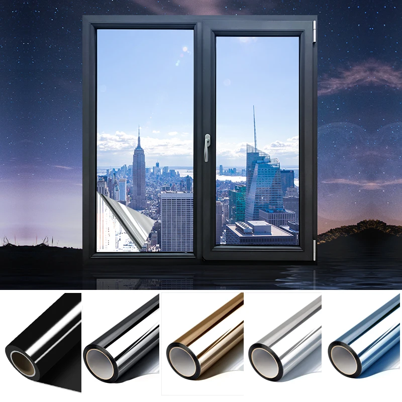 Multi size single-sided mirror window film Sun proof glass sticker Thermal reflective film Self adhesive window color
Multi size single-sided mirror window film Sun proof glass sticker Thermal reflective film Self adhesive window color
