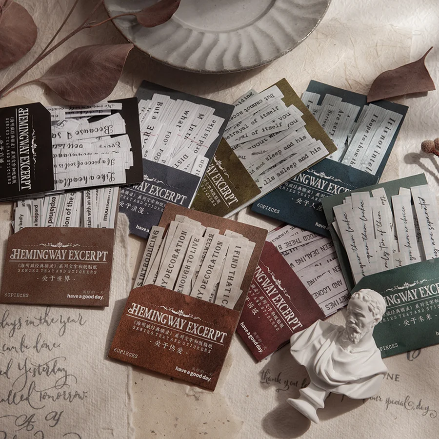8 Styles 60Pcs/Bag Literary Classic Excerpt Stickers Vintage Nostalgic Literary Works Hand Account Decorative Stationery Sticker
8 Styles 60Pcs/Bag Literary Classic Excerpt Stickers Vintage Nostalgic Literary Works Hand Account Decorative Stationery Sticker