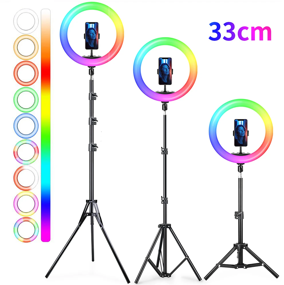 18inch LED RGB Ring Light Kit with Stand and Phone Holder 26 Color Modes 2700-7000K Dimmable for Live Stream Makeup YouTube Vlog
18inch LED RGB Ring Light Kit with Stand and Phone Holder 26 Color Modes 2700-7000K Dimmable for Live Stream Makeup YouTube Vlog
