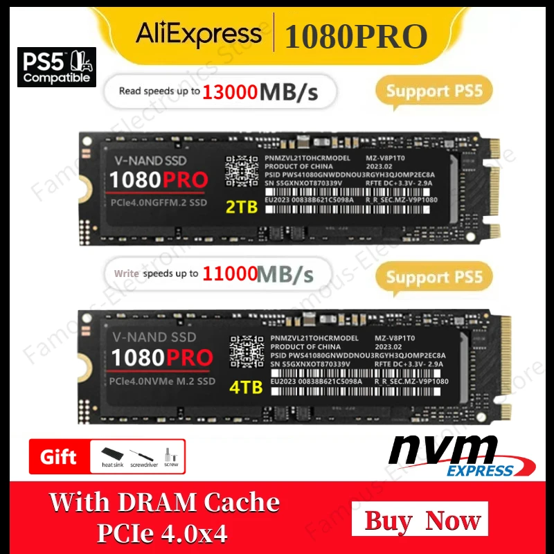 1080PRO 500GB 1tb 2tb PCIe 4.0 x4 13000MBs/11000MB/s 4tb 8tb M.2 2280 NVMe SSD Drive Internal Solid State Disk for PS5 Desktop
1080PRO 500GB 1tb 2tb PCIe 4.0 x4 13000MBs/11000MB/s 4tb 8tb M.2 2280 NVMe SSD Drive Internal Solid State Disk for PS5 Desktop