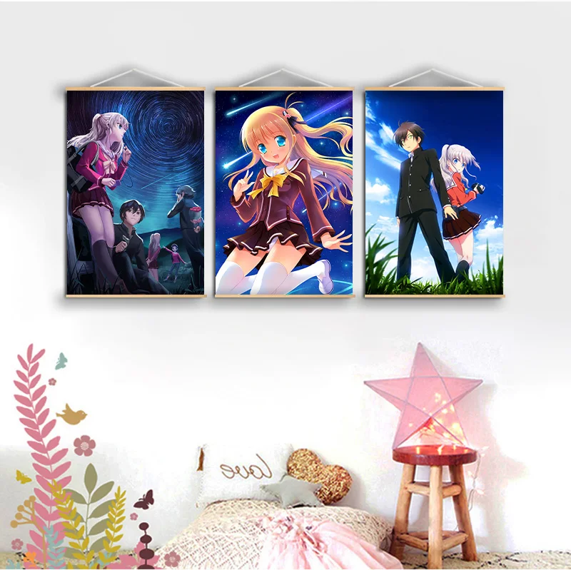 Аниме плакат Шарлотта, настенный Декор для дома, принты, украшение для дома с твердой древесиной, подвесной свиток для Tomori Nao 
Аниме плакат Шарлотта, настенный Декор для дома, принты, украшение для дома с твердой древесиной, подвесной свиток для Tomori Nao