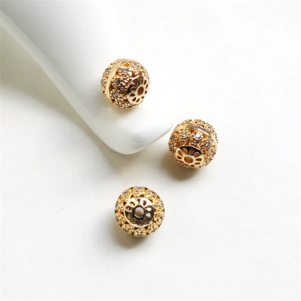 14K Gold Filled Plated Hollowed-out zircon stone bead isolation hydrangea 10mm loose beads diy isolation accessories
14K Gold Filled Plated Hollowed-out zircon stone bead isolation hydrangea 10mm loose beads diy isolation accessories