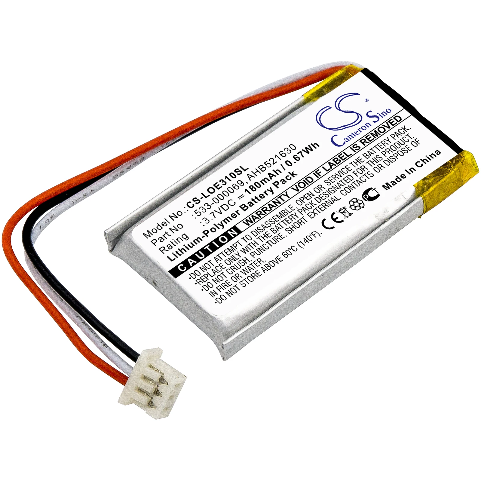 CameronSino Battery for Logitech UE310 UE3500 UE4500 G Pro Wireless G502 G304 MX Vertical 180mAh / 0.67Wh 533-000069 AHB521630
CameronSino Battery for Logitech UE310 UE3500 UE4500 G Pro Wireless G502 G304 MX Vertical 180mAh / 0.67Wh 533-000069 AHB521630