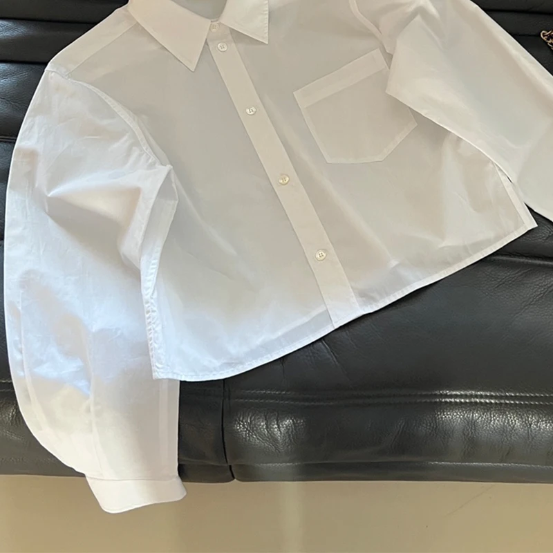 New 2023 Simple Blouse Single-breated Long Sleeve Laple Pocket Letter Embroidery Casual White Shirts Fashion Elegent Loose Tops
New 2023 Simple Blouse Single-breated Long Sleeve Laple Pocket Letter Embroidery Casual White Shirts Fashion Elegent Loose Tops