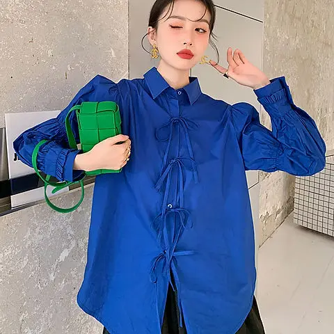 2022 Spring New Korean Blue Bandage Design Sense Of Minority Loose Shirt Top Women's Versatile
2022 Spring New Korean Blue Bandage Design Sense Of Minority Loose Shirt Top Women's Versatile