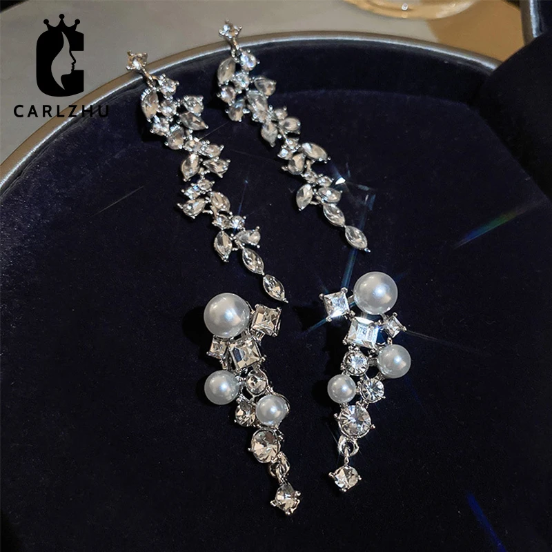 Exaggerated Silver Color Rhinestone Pearl Long Tassel Earrings for Women Bridal Drop Dangling Earrings Brincos Wedding Jewelry
Exaggerated Silver Color Rhinestone Pearl Long Tassel Earrings for Women Bridal Drop Dangling Earrings Brincos Wedding Jewelry