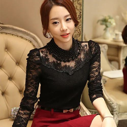 Elegant Long Sleeve Bodysuit Beaded Women Lace Blouse Crochet Tops Blouses Mesh Chiffon Blouse Female Clothing
Elegant Long Sleeve Bodysuit Beaded Women Lace Blouse Crochet Tops Blouses Mesh Chiffon Blouse Female Clothing