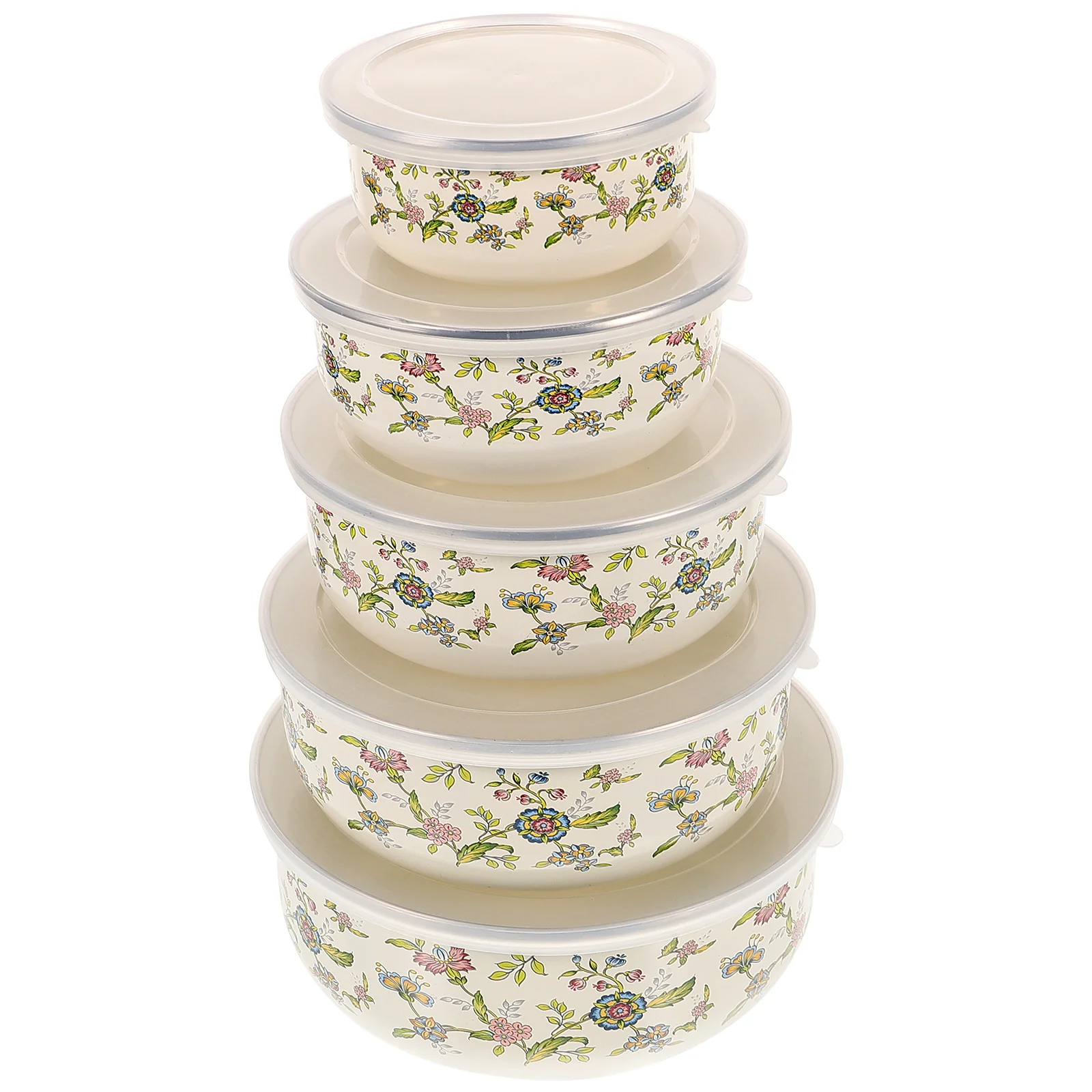 

5 Pcs Fruit Bowl Salad Bowls Lunch Lids Enamel Plate Set Storage Large Mixing Kitchen Serving Nesting
