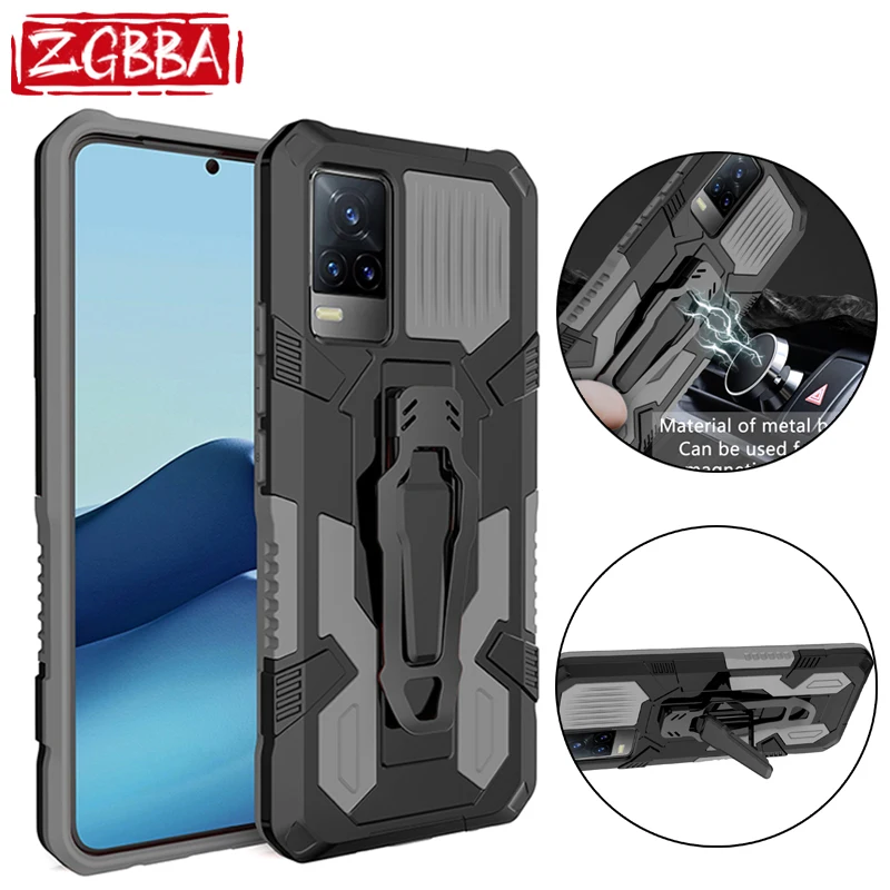 

ZGBBA Shockproof Phone Case For VIVO V17 V19 V20 V20SE V21 V21E V23E Car Holder Back Clip Protective Cover For VIVO S10E S1 Pro