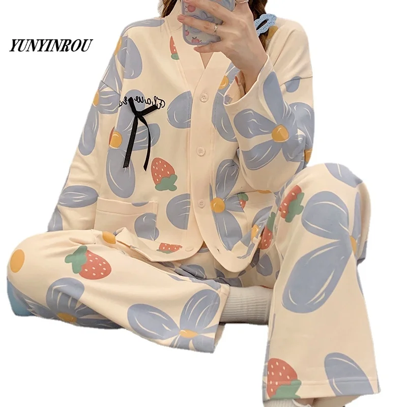 Spring Autumn Kimono Young Women Pajamas Sets Funny Pjs Cartoon Sleepwear Striped Homewear Girl Pijamas Mujer Pyjama 3XL Fashion
Spring Autumn Kimono Young Women Pajamas Sets Funny Pjs Cartoon Sleepwear Striped Homewear Girl Pijamas Mujer Pyjama 3XL Fashion