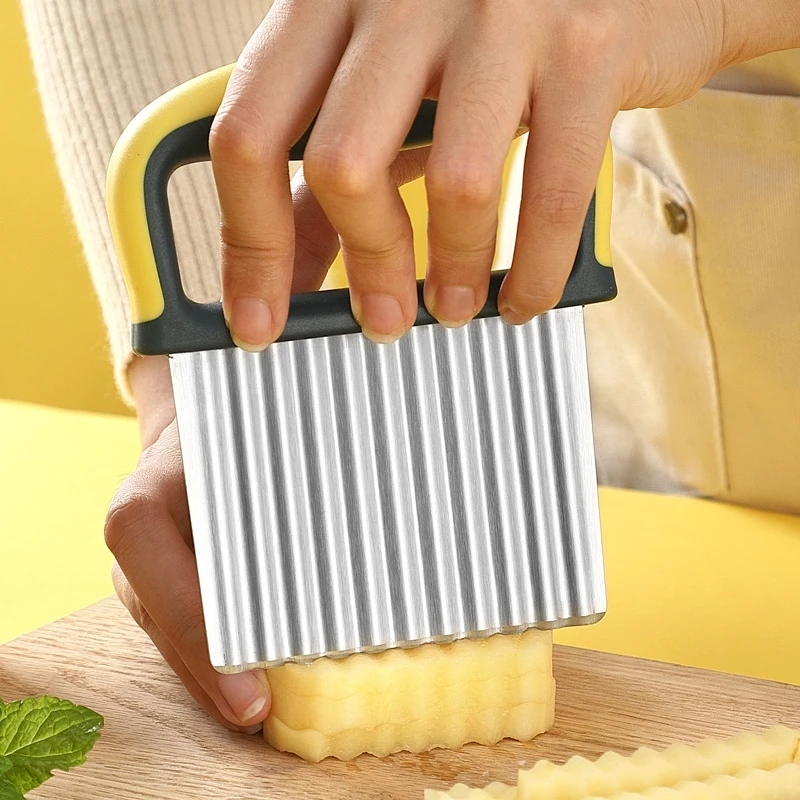 Potato Cutter Chips French Fry Maker Stainless Steel Wavy Knife French Fries Chopper kitchen Knife Chopper French Fry Maker Tool
Potato Cutter Chips French Fry Maker Stainless Steel Wavy Knife French Fries Chopper kitchen Knife Chopper French Fry Maker Tool
