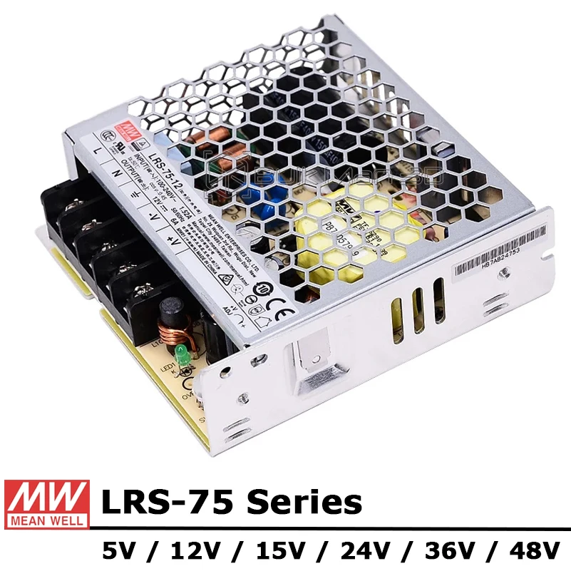 

Meanwell LRS75 Switching Power Supply 75W Single Output DC 5V 12V 15V 24V 36V 48V Mean Well MW LRS-75