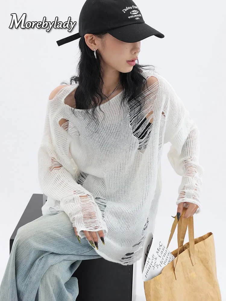 Белый Готический тонкий женский пуловер Morebylady, свободный свитер 2022, женская уличная одежда с вырезами и дырками, вязаные Джемперы в Корейск...
Белый Готический тонкий женский пуловер Morebylady, свободный свитер 2022, женская уличная одежда с вырезами и дырками, вязаные Джемперы в Корейск...