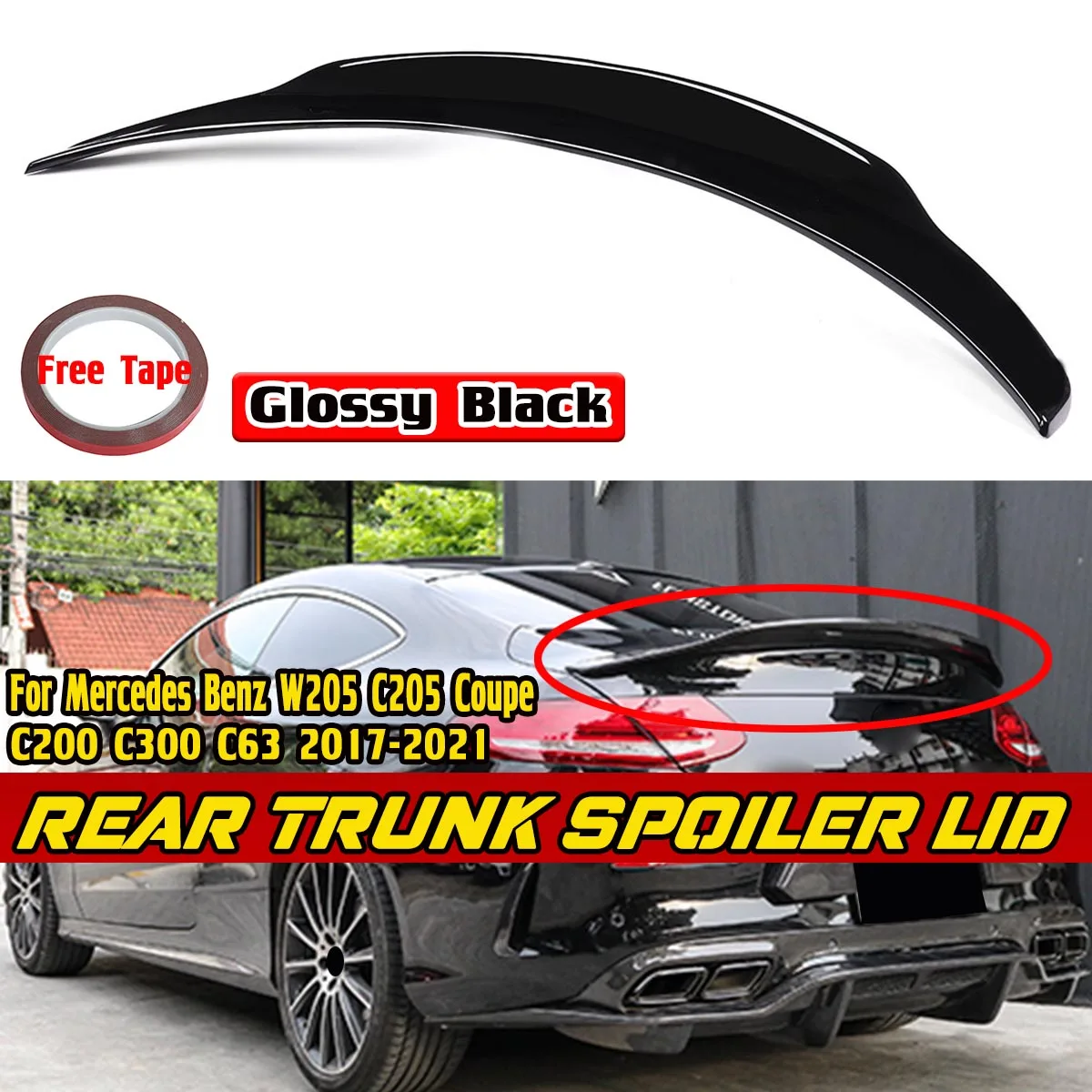 Black/Carbon Fiber Look Car Rear Trunk Boot Lip Spoiler Wing Lip For Mercedes For Benz W205 C205 Coupe C200 C300 C63 2017-2021
Black/Carbon Fiber Look Car Rear Trunk Boot Lip Spoiler Wing Lip For Mercedes For Benz W205 C205 Coupe C200 C300 C63 2017-2021