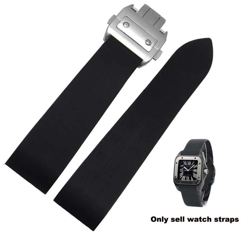 Rubber Waterproof Watchband Fits for Cartier Santos 100 W2020007 Silicone Strap Silver Folding Buckle Bracelet 25mm wrist
Rubber Waterproof Watchband Fits for Cartier Santos 100 W2020007 Silicone Strap Silver Folding Buckle Bracelet 25mm wrist