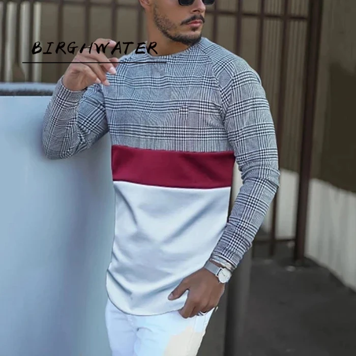 Casual Long Sleeve Plaid Printing T Shirts Men Autumn Fashion O Neck Pullover Tops 2021 Spring Men's New Striped Tee Streetwear
Casual Long Sleeve Plaid Printing T Shirts Men Autumn Fashion O Neck Pullover Tops 2021 Spring Men's New Striped Tee Streetwear
