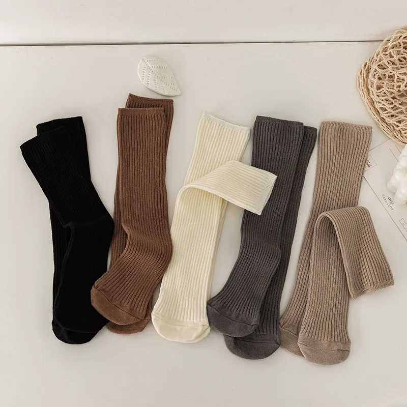 

1 Pair Knee High Sock for Baby Boys Girls Combed Cotton Pile Sock Spring Autumn Solid Color Leg Warmers Tuble Sock for 1-8T Kids