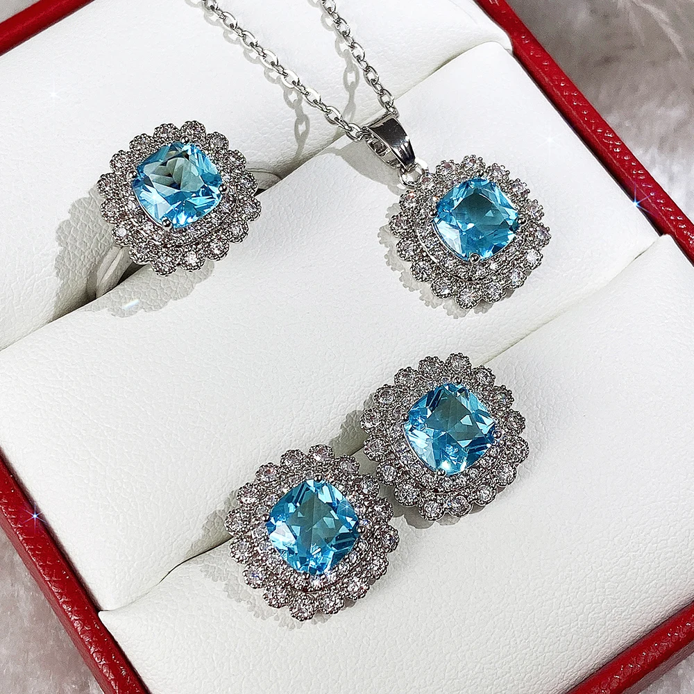 MISANANRYNE Crystal Women Wedding Necklace Earring Bracelets Ring Jewelry Set 925 Silver CZ Jewellery For Bride
MISANANRYNE Crystal Women Wedding Necklace Earring Bracelets Ring Jewelry Set 925 Silver CZ Jewellery For Bride
