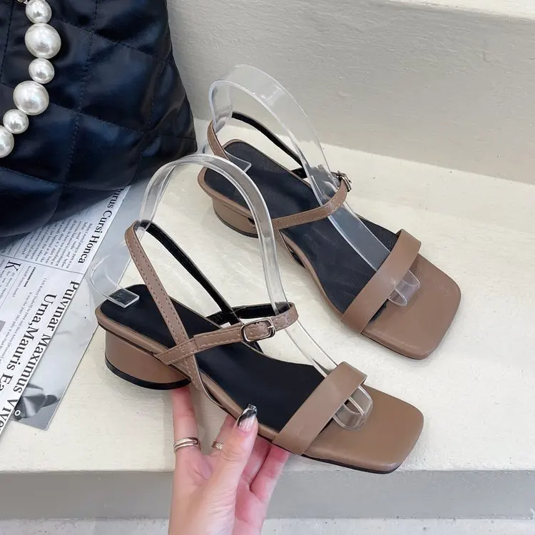 Fashion New Ladies Sandals Shoes Thick Heel Elegant Casual Solid Color Brown Buckle Shoes Women Summer Adult Women
Fashion New Ladies Sandals Shoes Thick Heel Elegant Casual Solid Color Brown Buckle Shoes Women Summer Adult Women